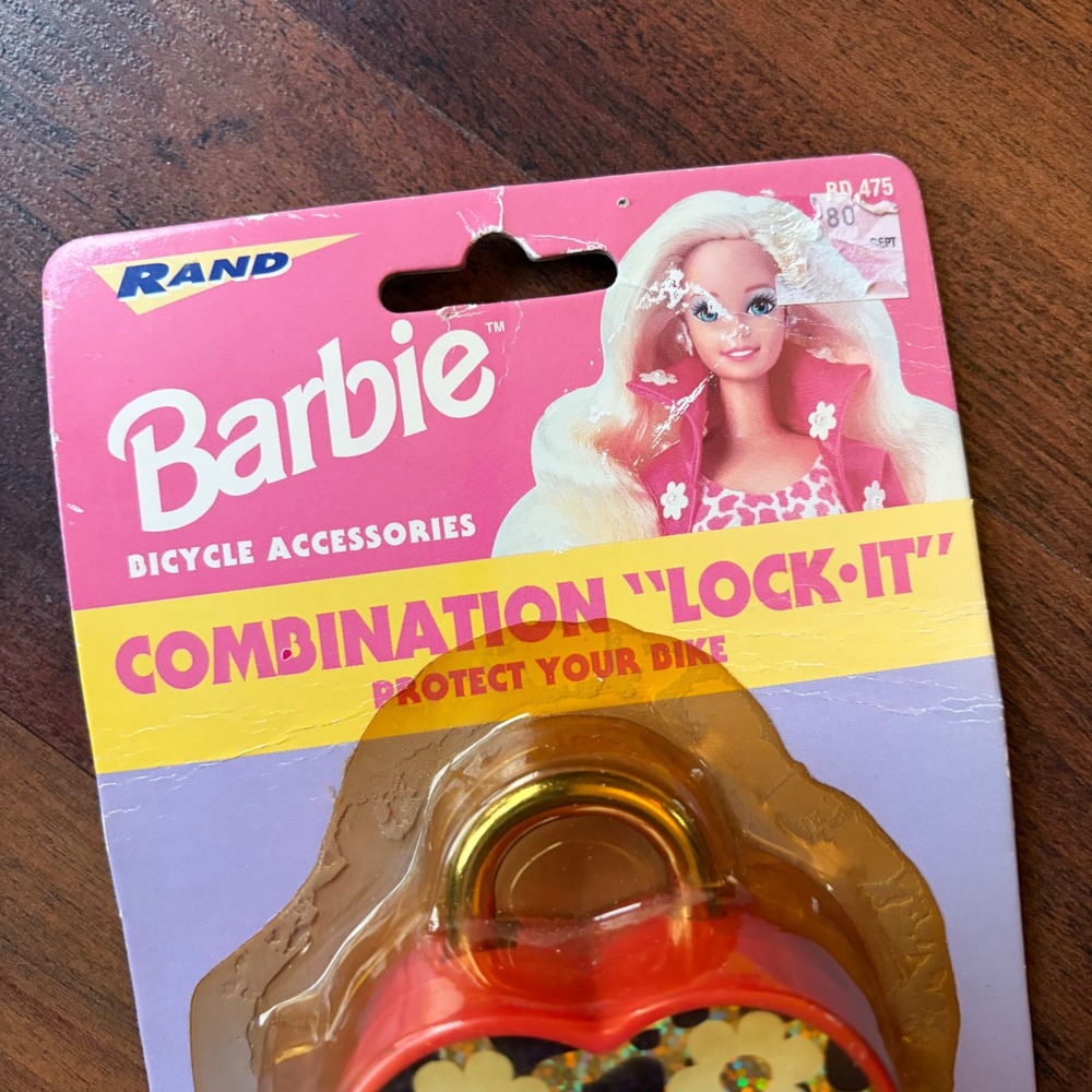 Vintage 1993 Barbie Lock-It Heart Combination Bicycle Lock Rand International - Picture 2 of 6